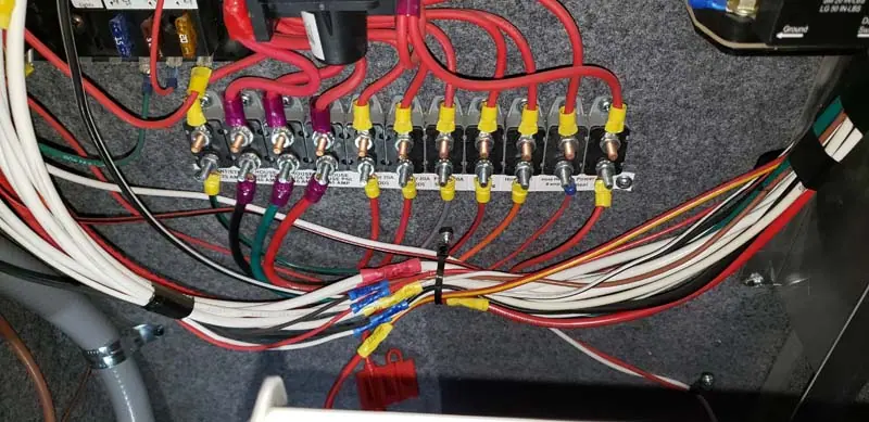 RV wiring opened up for electrical diagnosis